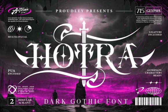 Hotra: The Gothic Display Font for Dark Fantasy Design